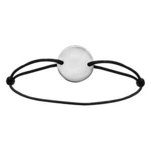 Bracelet acier Jeton 20 mm à graver, cordon noir