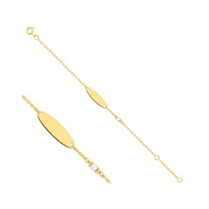 Gourmette bébé, plaqué or et perle d'immitation