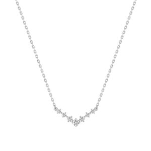 Collier argent et zirconiums en V, 18 x 10 mm