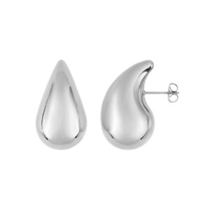 Boucles d'oreilles acier, motif gouttes 30 mm