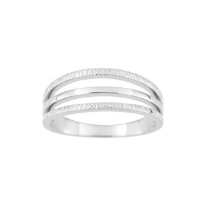 Bague fantasie Argent, 3 brins poli et texturés