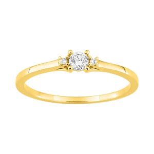 Bague or jaune et diamants synthétiques 0.11 carat