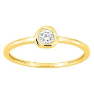 Bague or jaune, solitaire diamant synthétique 0.15 carat (3.4 mm), serti clos twisté