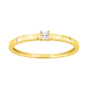 Bague solitaire or jaune, diamant synthétique 0.05 carat