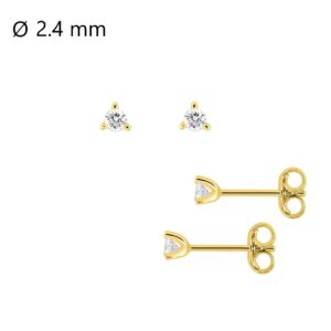 Boucles d'oreilles or jaune, diamants synthétiques 0.10 carat