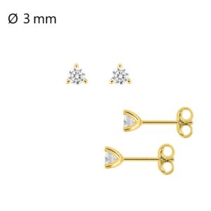 Boucles d'oreilles or jaune, diamants synthétiques 0.20 carat