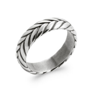 Bague homme argent 6 mm, motifs chevrons