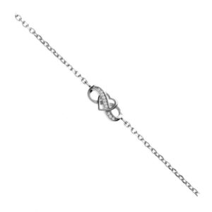 Bracelet argent et zirconiums, Coeur et sigle Infini