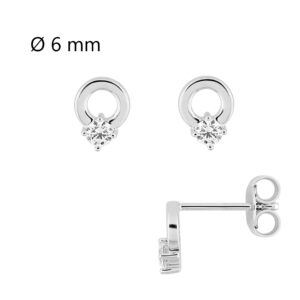 Boucles d'oreilles argent et zirconiums, cercles 6 mm