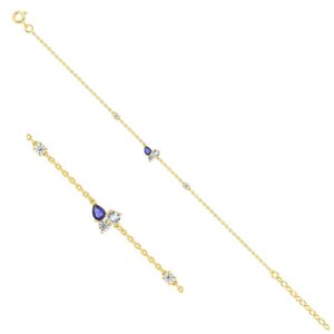 Bracelet plaqué or et zirconiums bleus et blancs