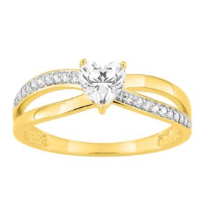 Bague plaqué or, zirconium Coeur 5 x 5 mm