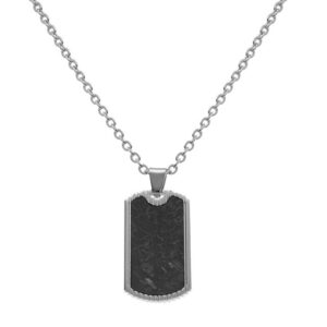 Collier Homme, Acier avec pendentif noir