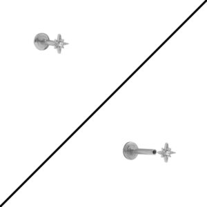 Piercing d'oreille (Hélix / Tragus), acier et zirconium, Etoile 5 mm