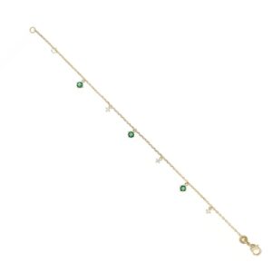 Bracelet Plaqué or et pampilles vertes, Sully