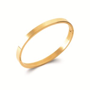 Bracelet acier doré articulé large 6 mm, 60 x 50 mm