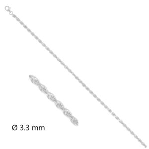 Bracelet argent maille corde Ø 3.3 mm