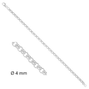 Bracelet argent, maille Jaseron massive Ø 4 mm