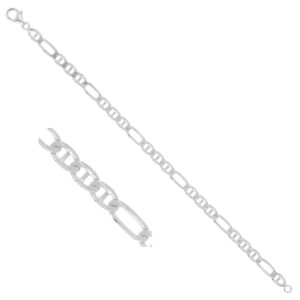 Bracelet argent maille marine alternée 1/3, 5 mm