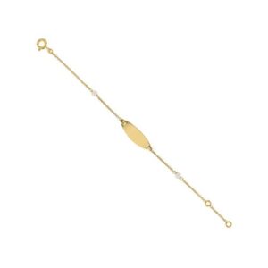 Gourmette bébé or jaune, perle de culture