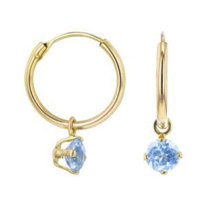 Créoles or jaune Ø 11 mm et topaze