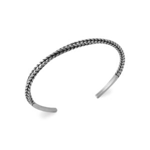 Bracelet hommeJonc Acier brossé motif tressé Ø 4 mm