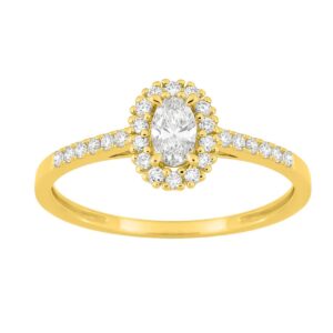 Bague or jaune et diamants synthétiques 0.38 CT