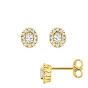 Boucles d'oreilles or jaune, diamants synthétiques F Vs 0.21 carat