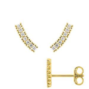 Boucles d'oreilles or jaune 2 x 10 mm, diamants synthétiques F Vs 0.10 carat