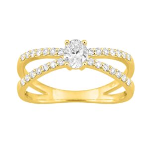 Bague or jaune 750/000, diamants synthétiques 0.58 ct