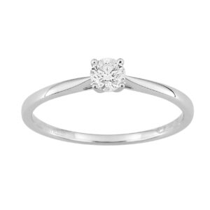 Solitaire or blanc 750/000, diamant synthétique 0.20 ct