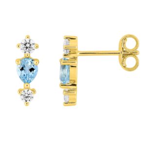 Boucles d'oreilles or jaune, Topazes et zirconiums