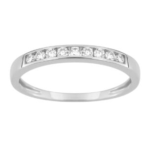 Alliance or blanc, 9 diamants synthétiques F-VS 0.20 ct