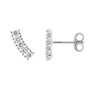 Boucles d'oreilles or blanc, diamants synthétiques 0.22 ct