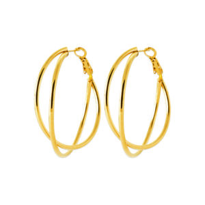 Créoles acier doré, double fil, Ø 38 mm