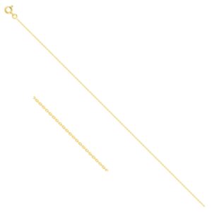 Chaine Or jaune 750/000, maille forçat diamantée Ø 1 mm, 45 cm