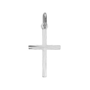 Pendentif Or blanc, Croix facettée 23 x 14 mm
