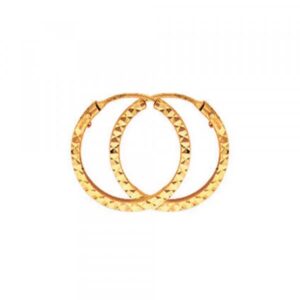 Créoles Or jaune, Fil carré facetté 1.2 mm, Ø 14 mm