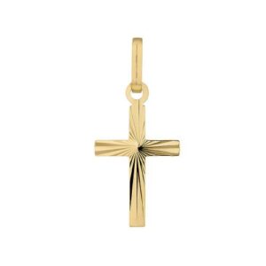 Pendentif croix 15 x 10 mm, Or jaune, Ciselée