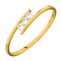 Bague or jaune, trilogy Zirconiums