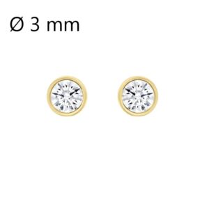 Boucles d'oreilles Or jaune, Zirconium Ø 3 mm