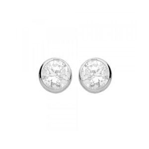 Boucles d'oreilles Or blanc zirconium 5 mm serti clos