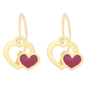Boucles d'oreilles enfant, Or jaune, Coeur