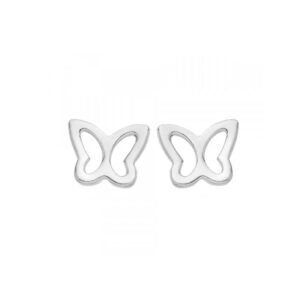 Boucles d'oreilles Enfant, Or Blanc, Motif Papillons 7 mm