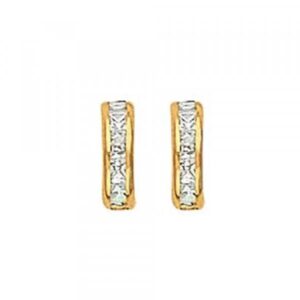 Demi créoles Or jaune et Zirconiums, 8.5 x 2 mm