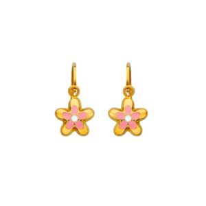 Boucles d'oreilles enfants, or jaune, Fleur 7mm