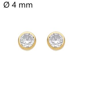 Boucles d'oreilles Or jaune, Zirconiums 4 mm sertis clos