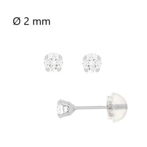 Boucles d'oreilles Or Blanc, zirconiums Ø 2 mm