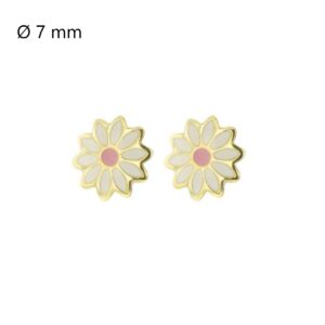 Boucles d'Oreilles enfant, Or, motif Marguerite 7 mm
