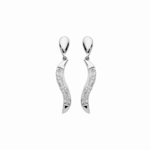 Boucles d'oreilles Argent, pavage Zirconiums, Pendantes 25 mm