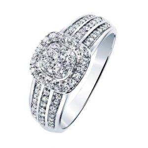 Bague Or blanc et pavage Diamants 0.50 ct, taille 56
